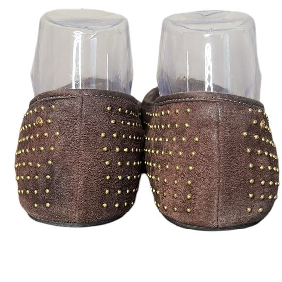 UGG AUSTRALIA Chocolate Suede Gold Studded Accents Ballet Flats Women’s Size 8 - Picture 3 of 8